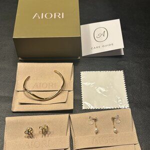 3 Pieces of AIORI Jewelry: 2 clip on earrings - 1 bangle - NWOT
